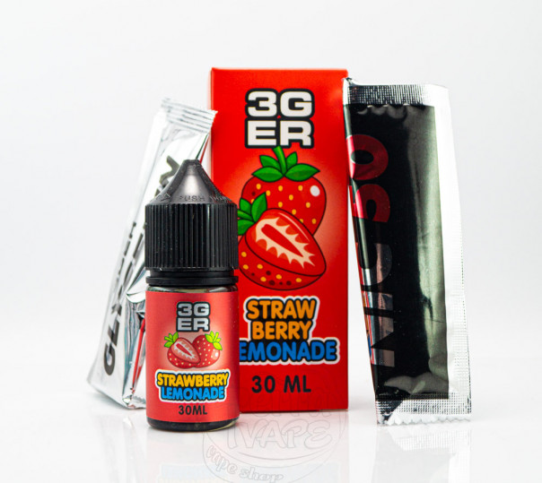 Рідина 3Ger Salt Strawberry Lemonade 30ml 50mg зі смаком полуничного лимонаду (набір компонентів) Рідина 3Ger Salt Strawberry Lemonade 30ml 50mg зі смаком полуничного лимонаду (набір компонентів)