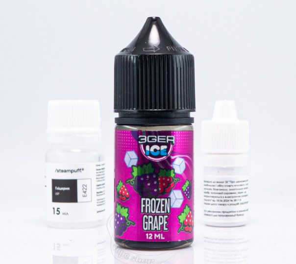 Рідина 3Ger Salt Frozen Grape 30ml 30mg зі смаком винограду з холодком (набір компонентів)