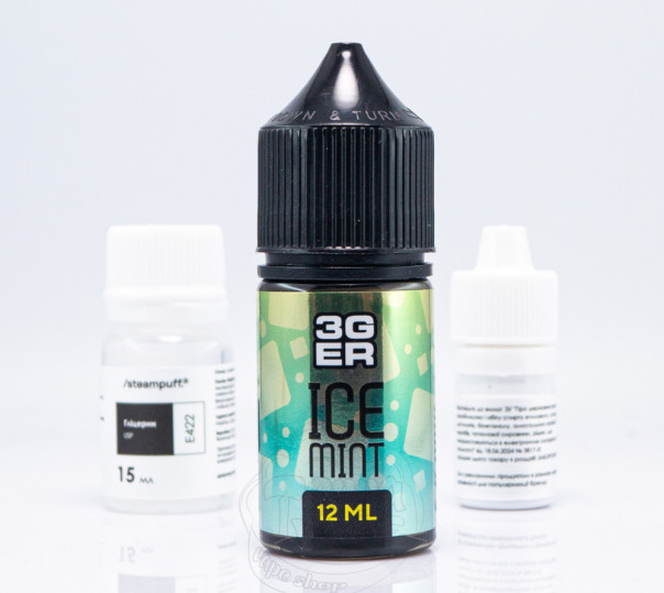 Рідина 3Ger Salt Ice Mint 30ml 30mg зі смаком м'ятної жуйки (набір компонентів)