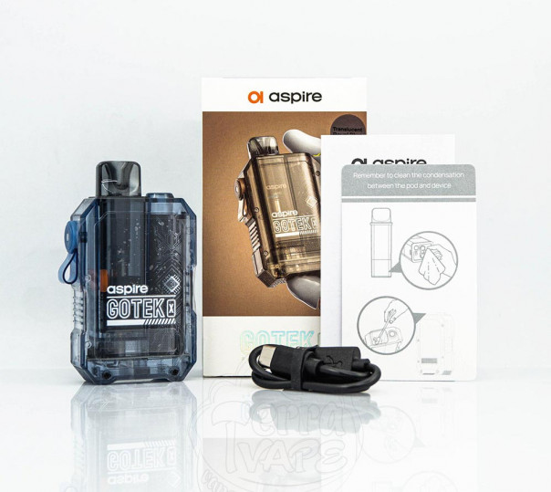 Aspire GoTek X Pod System Kit 650mAh Translucent Багаторазова POD система Aspire GoTek X Pod System Kit 650mAh Translucent Багаторазова POD система