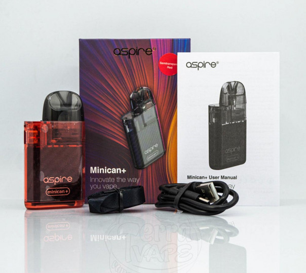 Aspire Minican Plus Pod System Kit 850mAh Semitransparent Red Багаторазова POD система Aspire Minican Plus Pod System Kit 850mAh Semitransparent Red Багаторазова POD система