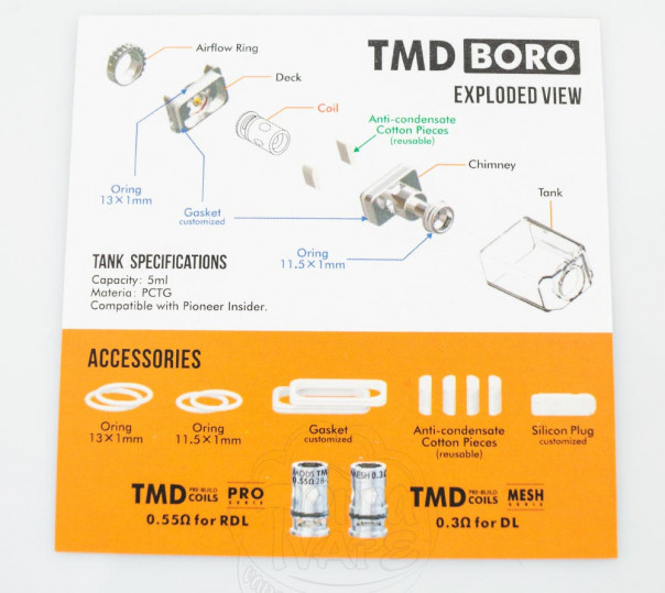 BP MODS TMD Boro Lite для BB Style Mods сумісний з випаровувачами PnP / GTX Coil BP MODS TMD Boro Lite для BB Style Mods сумісний з випаровувачами PnP / GTX Coil