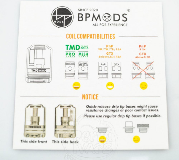 BP MODS TMD Boro Lite для BB Style Mods сумісний з випаровувачами PnP / GTX Coil BP MODS TMD Boro Lite для BB Style Mods сумісний з випаровувачами PnP / GTX Coil