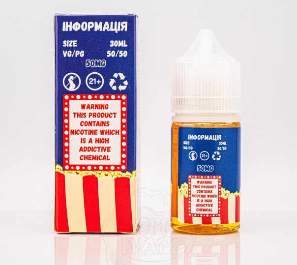 Рідина Mad Breakfast Salt Popcorn 30ml 65mg на сольовому нікотині зі смаком попкорну Рідина Mad Breakfast Salt Popcorn 30ml 65mg на сольовому нікотині зі смаком попкорну