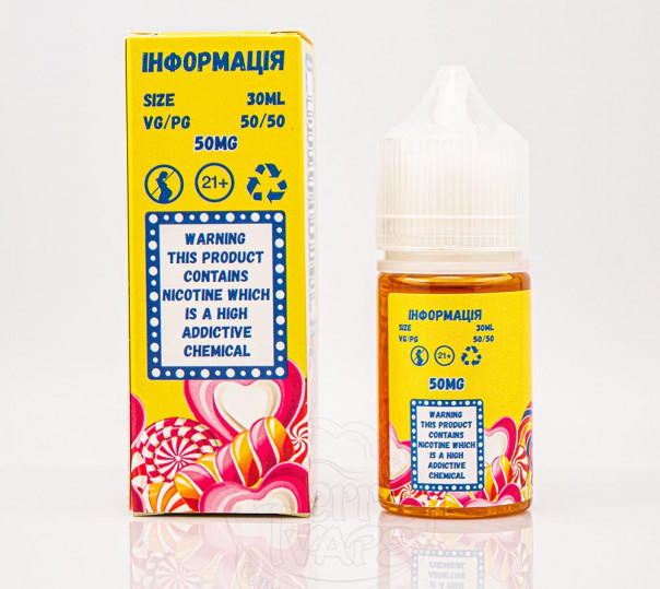 Рідина Mad Dinner Salt Candy 30ml 65mg на сольовому нікотині зі смаком полуничної цукерки Рідина Mad Dinner Salt Candy 30ml 65mg на сольовому нікотині зі смаком полуничної цукерки