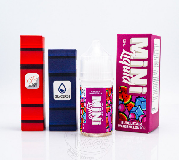 Рідина Mini Liquid Salt Bubblegum Watermelon Ice 30ml 30mg зі смаком кавунової жуйки (набір компонентів)