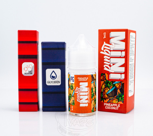 Жидкость Mini Liquid Salt Pineapple Coconut 30ml 30mg со вкусом ананаса и кокоса (набор компонентов)