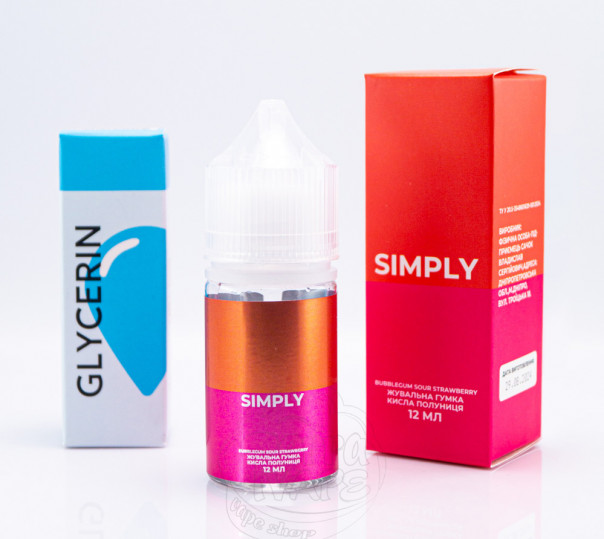 Жидкость Simply Salt Bubblegum Sour Strawberry 30ml 30mg со вкусом жвачки с клубникой (набор компонентов)
