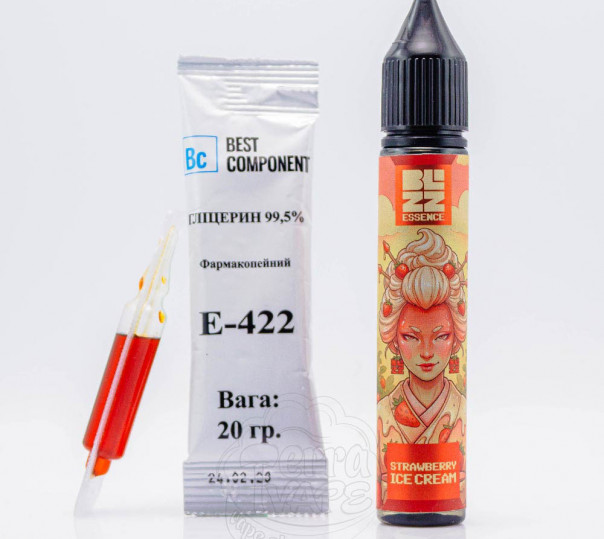 Рідина Blizz Essence Salt Strawberry Ice Cream 30ml 50mg зі смаком полуничного морозива (набір компонентів)