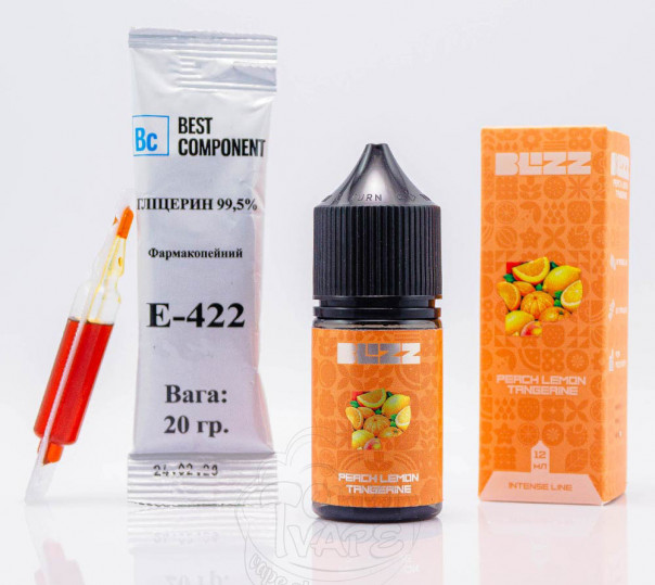 Жидкость Blizz Intense Salt Peach Lemon Tangerine 30ml 65mg со вкусом персика, лимона и мандарина (набор компонентов)