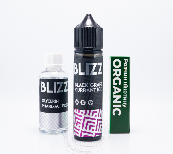 Рідина Blizz Organic Black Grape Currant Ice 60ml 3mg зі смаком винограду та смородини з холодком (набір компонентів)