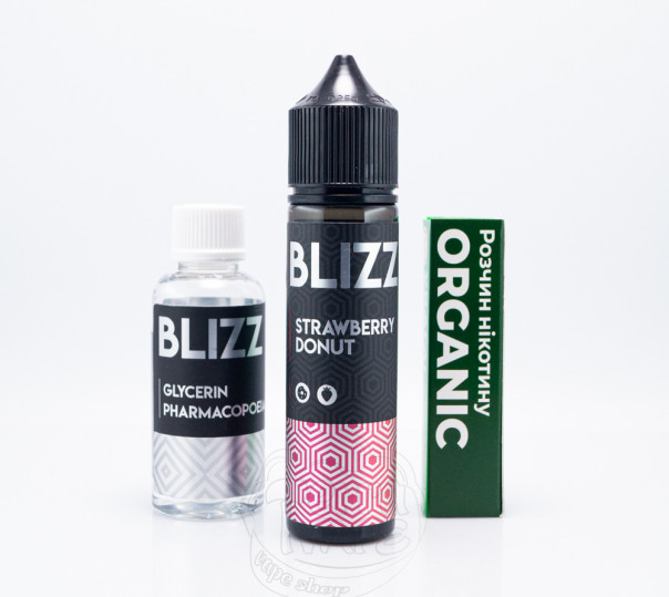 Рідина Blizz Organic Strawberry Donut 60ml 3mg зі смаком полуничного пончику (набір компонентів)