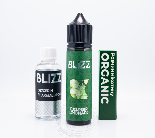 Рідина Blizz Plus Organic Cucumber Lemonade 60ml 3mg зі смаком огіркового лимонаду (набір компонентів)