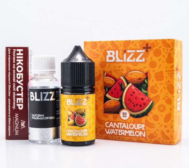Рідина Blizz Plus Salt Cantalouple Watermelon 30ml 25mg зі смаком кавуна та дині (набір компонентів) Рідина Blizz Plus Salt Cantalouple Watermelon 30ml 25mg зі смаком кавуна та дині (набір компонентів)