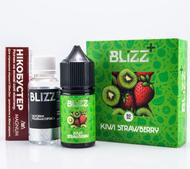 Жидкость Blizz Plus Salt Kiwi Strawberry 30ml 25mg со вкусом клубники и киви (набор компонентов) Жидкость Blizz Plus Salt Kiwi Strawberry 30ml 25mg со вкусом клубники и киви (набор компонентов)