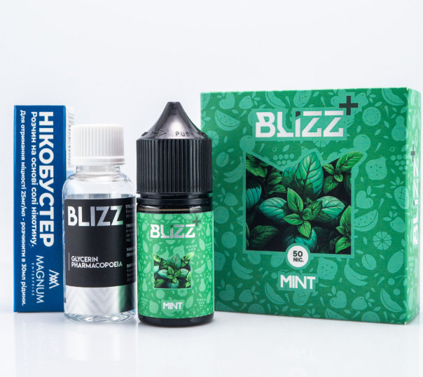 Рідина Blizz Plus Salt Mint 30ml 50mg зі смаком м'яти (набір компонентів) Рідина Blizz Plus Salt Mint 30ml 50mg зі смаком м'яти (набір компонентів)