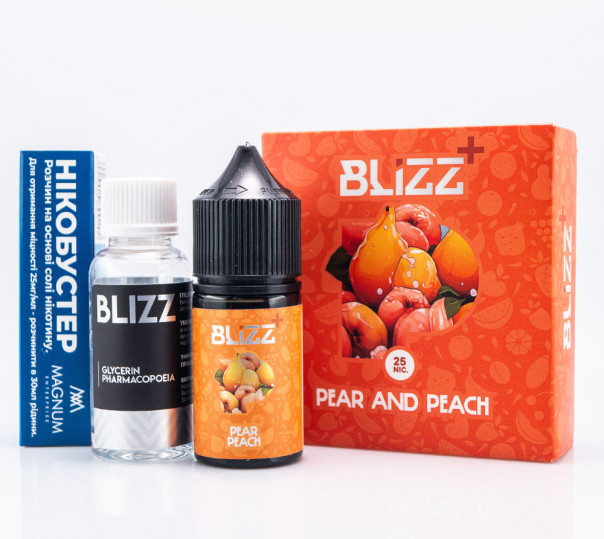 Рідина Blizz Plus Salt Pear and Peach 30ml 25mg зі смаком груші та персику (набір компонентів) Рідина Blizz Plus Salt Pear and Peach 30ml 25mg зі смаком груші та персику (набір компонентів)
