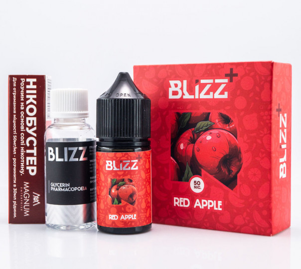 Рідина Blizz Plus Salt Red Apple 30ml 50mg зі смаком червоного яблука (набір компонентів) Рідина Blizz Plus Salt Red Apple 30ml 50mg зі смаком червоного яблука (набір компонентів)