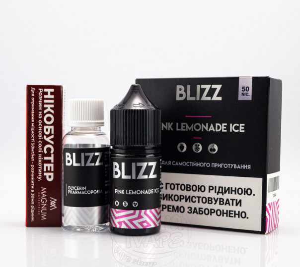 Рідина Blizz Salt Pink Lemonade Ice 30ml 50mg зі смаком рожевого лимонаду (набір компонентів) Рідина Blizz Salt Pink Lemonade Ice 30ml 50mg зі смаком рожевого лимонаду (набір компонентів)
