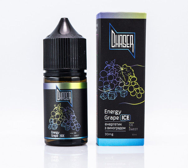 Жидкость Chaser Black New ICE Salt Energy Grape ICE 30ml 30mg на солевом никотине со вкусом виноградного энергетика с холодком