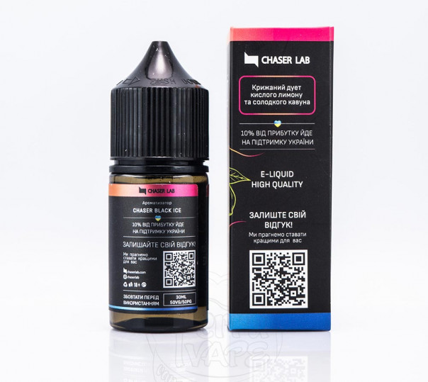 Жидкость Chaser Black New ICE Salt Watermelon Lemon ICE 30ml 30mg на солевом никотине со вкусом лимона с арбузом и холодком Жидкость Chaser Black New ICE Salt Watermelon Lemon ICE 30ml 30mg на солевом никотине со вкусом лимона с арбузом и холодком