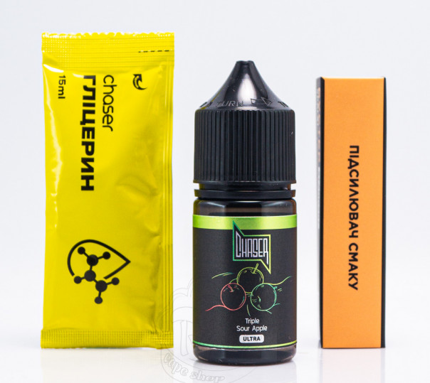 Рідина Chaser Black Ultra Salt Triple Sour Apple 30ml 65mg зі смаком кислих яблук (набір компонентів)