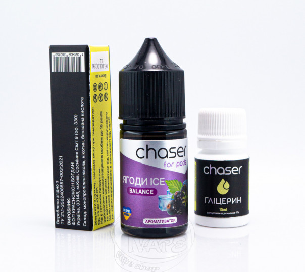 Рідина Chaser For Pods Balance ICE Salt Ягоди ICE 30ml 50mg (набір компонентів)