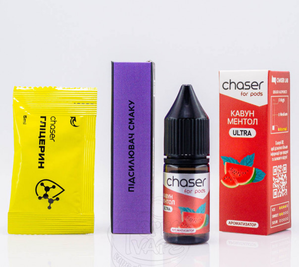Рідина Chaser For Pods Ultra Salt Кавун Ментол 10ml 50mg (набір компонентів)