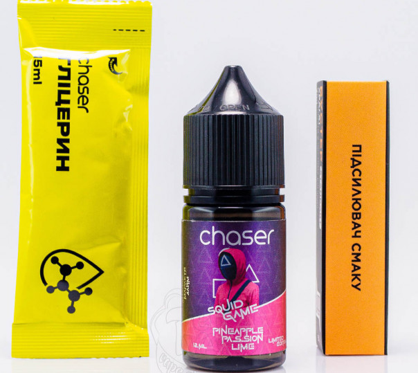 Рідина Chaser Squid Game Salt Pineapple Passion Lime Salt 30ml 65mg зі смаком ананасу, маракуї та лайму (набір компонентів)
