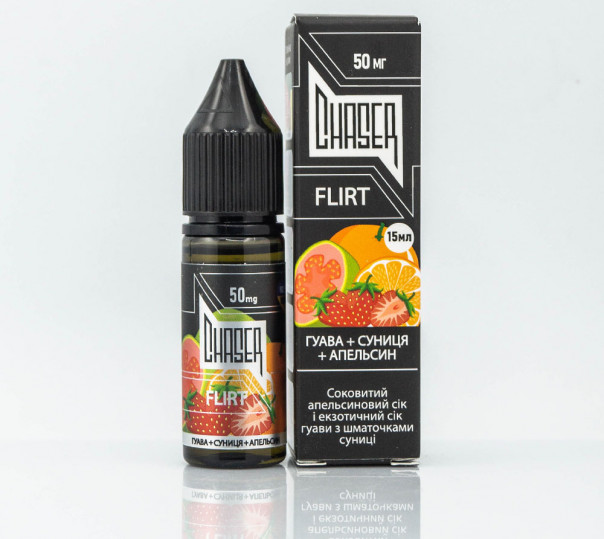 Жидкость Chaser Black Salt Flirt 15ml 30mg на солевом никотине со вкусом апельсина, клубники и гуавы