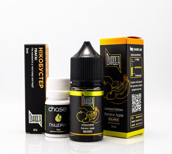 Рідина Chaser Black Ultra Salt Banana Apple 30ml 50mg зі смаком банану та яблука (набір компонентів)