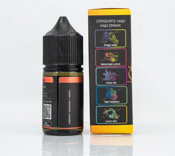 Рідина Chaser Black Salt New Bali 30ml 30mg на сольовому нікотині зі смаком апельсина, маракуї та манго Рідина Chaser Black Salt New Bali 30ml 30mg на сольовому нікотині зі смаком апельсина, маракуї та манго