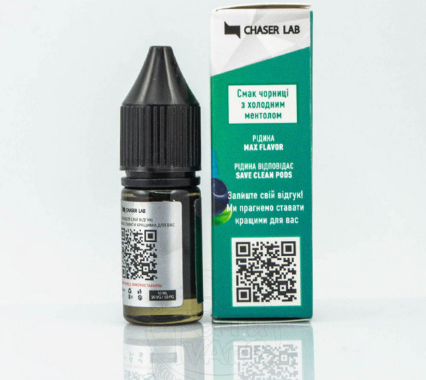 Жидкость Chaser For Pods Salt Ментол Черника 10ml 60mg на солевом никотине Жидкость Chaser For Pods Salt Ментол Черника 10ml 60mg на солевом никотине
