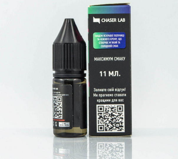 Рідина Chaser Lux Salt Strawberry Cream 11ml 50mg на сольовому нікотині зі смаком полуниці з вершками Рідина Chaser Lux Salt Strawberry Cream 11ml 50mg на сольовому нікотині зі смаком полуниці з вершками