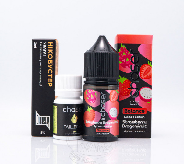 Рідина Chaser Lux Salt Strawberry Dragonfruit 30ml 65mg зі смаком полуниці та драгонфрута (набір компонентів)