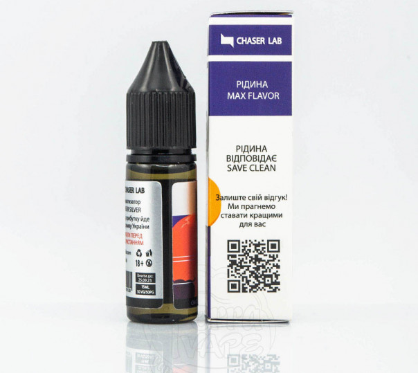 Жидкость Chaser Silver Salt Kreon X 15ml 30mg на солевом никотине со вкусом яблука, персика та смородини Жидкость Chaser Silver Salt Kreon X 15ml 30mg на солевом никотине со вкусом яблука, персика та смородини