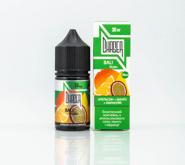 Рідина Chaser Silver Salt Bali Plus+ 30ml 50mg на сольовому нікотині зі смаком апельсина, маракуї та манго