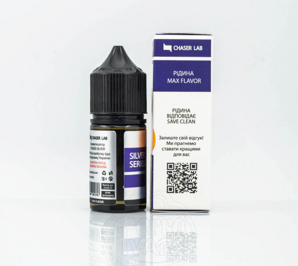 Рідина Chaser Silver Salt Kreon X 30ml 30mg на сольовому нікотині зі смаком яблука, персика та смородини Рідина Chaser Silver Salt Kreon X 30ml 30mg на сольовому нікотині зі смаком яблука, персика та смородини
