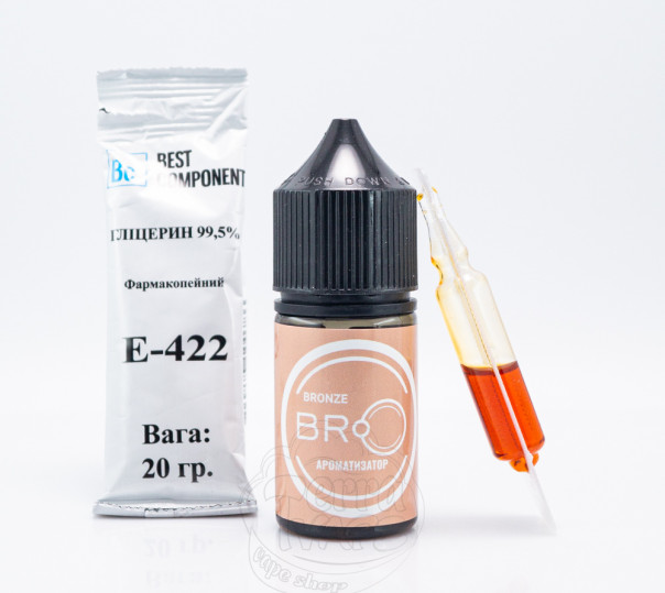 Рідина BRO Salt Bronze 30ml 0mg без нікотину зі смаком тютюну з кремом (набір компонентів)