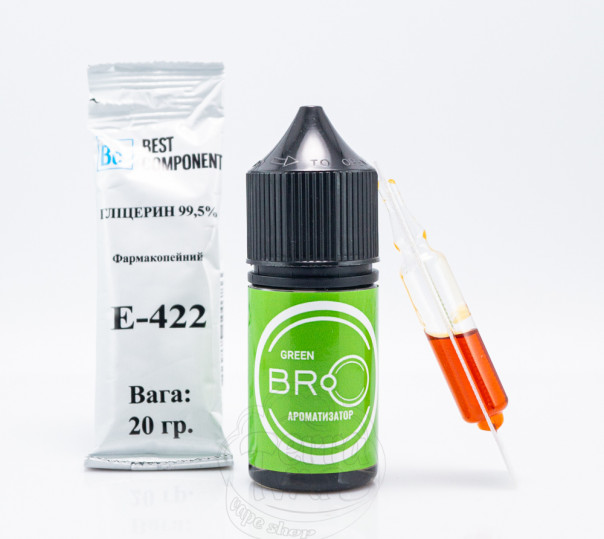 Рідина BRO Salt Green 30ml 65mg зі смаком яблука (набір компонентів)