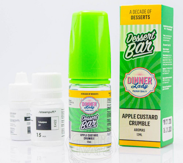 Рідина Dinner Lady Dessert Bar Salt Apple Custard Cramble 30ml 50mg зі смаком яблучного печива із кремом (набір компонентів)