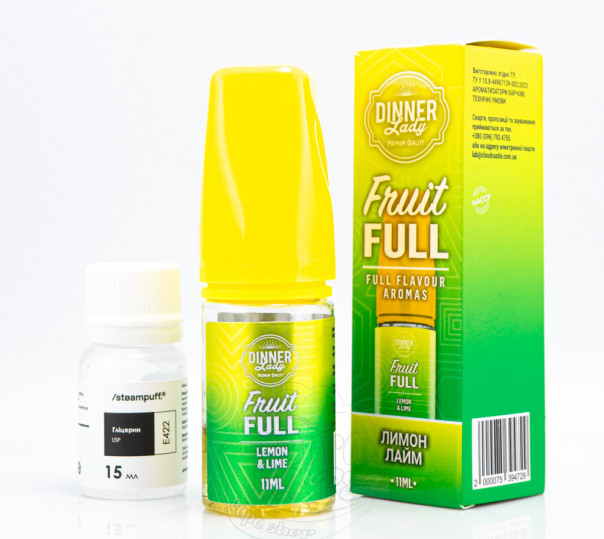 Жидкость Dinner Lady Fruit FULL Salt Lemon and Lime 30ml 50mg со вкусом лимона и лайма (набор компонентов)