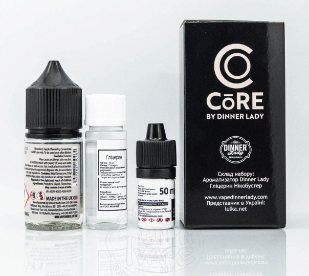 Набір для приготування рідини Core by Dinner Lady Salt Strawberry Apple 30ml 25mg на сольовому нікотині Набір для приготування рідини Core by Dinner Lady Salt Strawberry Apple 30ml 25mg на сольовому нікотині