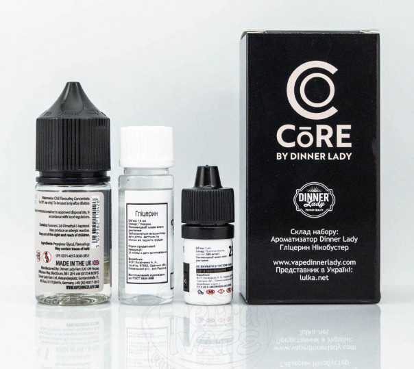 Набор для приготовления жидкости Core by Dinner Lady Salt Watermelon Chill 30ml 50mg на солевом никотине Набор для приготовления жидкости Core by Dinner Lady Salt Watermelon Chill 30ml 50mg на солевом никотине