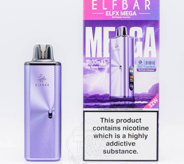 ELF BAR ELFX MEGA Pod Kit 2800mAh Purple Багаторазова POD система ELF BAR ELFX MEGA Pod Kit 2800mAh Purple Багаторазова POD система