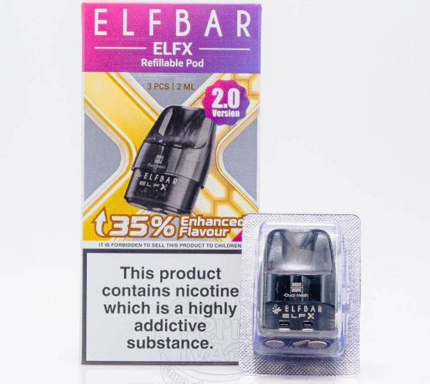 Картридж Elf Bar ELFX Pod Cartridge 2ml 0.6Ом (2.0 Version) для многоразовой POD системы ELFX / Pro / Ultra / Mini Pod Kit