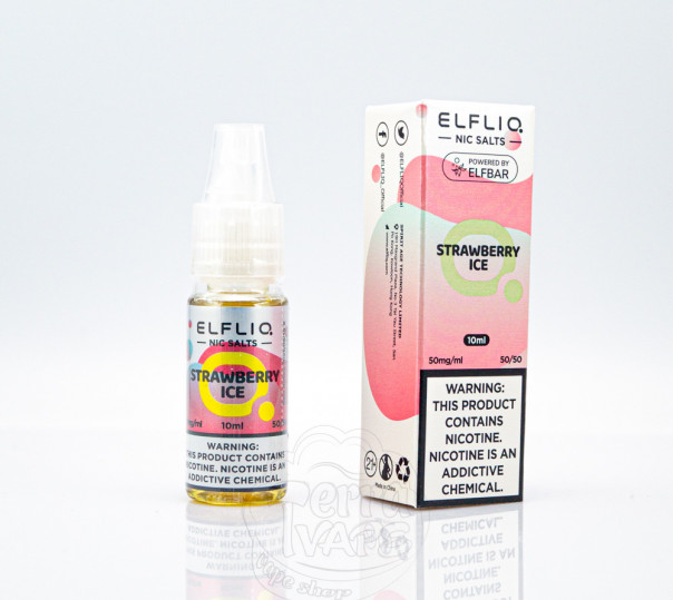 Elf Bar ElfLiq Salt Strawberry Ice 10ml 50mg від ELF BAR (оригінал) зі смаком полуниці з холодком