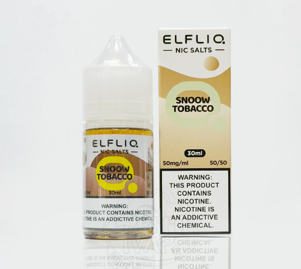 Рідина Elf Bar ElfLiq Salt Snoow Tobacco 30ml 50mg від ELF BAR (оригінал, набір компонентів) зі смаком табаку