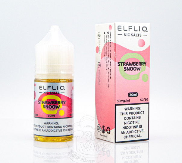 Рідина Elf Bar ElfLiq Salt Strawberry Snoow 30ml 50mg від ELF BAR (оригінал, набір компонентів) зі смаком полуничного морозива