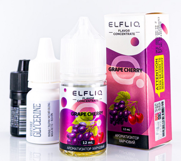 Рідина Elf Bar ElfLiq Salt Grape Cherry 30ml 50mg від ELF BAR (оригінал, набір компонентів) зі смаком винограду і вишні